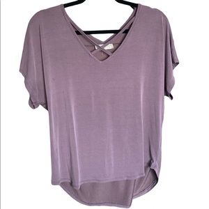 Purple cross detail junior’s top